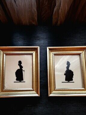 Rare Antique 1930s Pair Of Borghese Framed Silhouettes